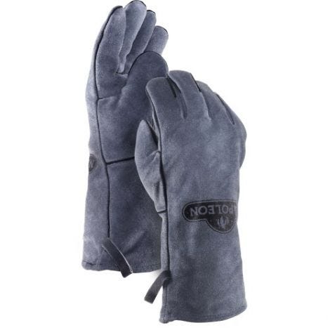 Napoleon Genuine Grey Leather Heat Resistant BBQ Gloves