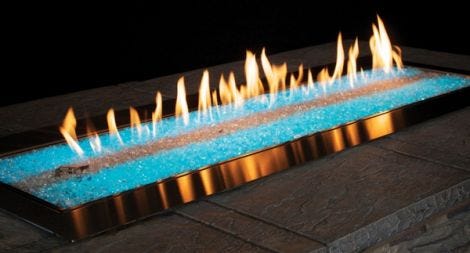 Empire Carol Rose Coastal Collection 48" Outdoor Linear Fire Pit - Multicolor LED Lighting