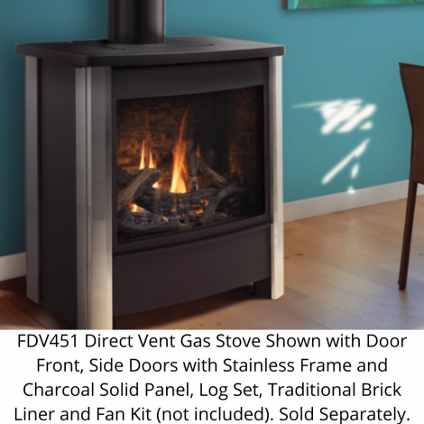 Kingsman Door Front and Vent Lid with Safety Screen for FDV451 Series Stoves-Stainless Steel