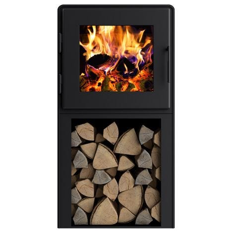 MF Fire Nova 2 Tower Satin Black Wood Burning Freestanding Stove