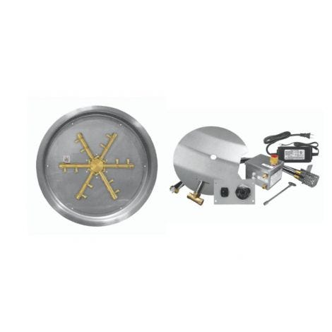 Firegear Pro Electronic Ignition Gas Fire Pit Burner Kit w/ Round Drop-In Pan
