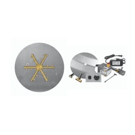 Firegear Pro Electronic Ignition Gas Fire Pit Burner Kit w/ Round Flat Pan
