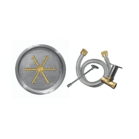 Firegear Pro Match Throw Gas Fire Pit Burner Kit w/ Round Drop-In Pan
