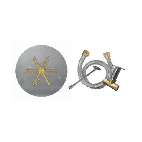 Firegear Pro Match Throw Ignition Gas Fire Pit Burner Kit w/ Round Flat Pan