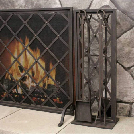 Pilgrim 30" 4-Piece Distressed Bronze Iron Weave Tool Set