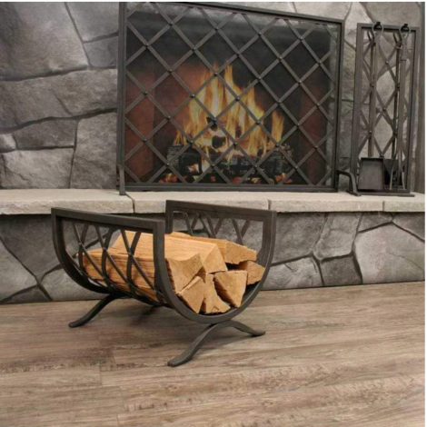 Pilgrim 18" Distressed Bronze Iron Weave Wood Holder