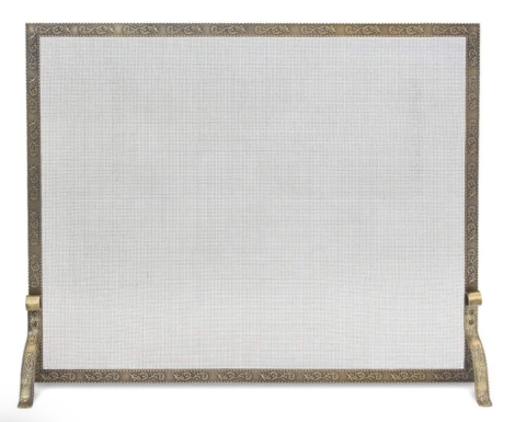 Pilgrim 39" Bay Branch Embossed Single Panel Screen - Antique Brass