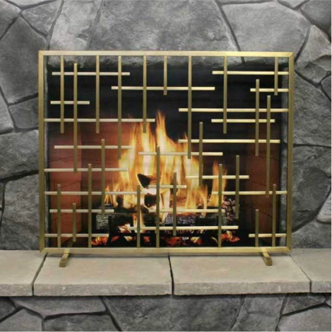 Pilgrim 39" Burnished Brass Contemporary Summer Screen – No Mesh