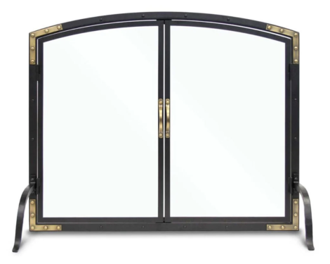 Pilgrim 39" Black Refined Rivet Glass Door