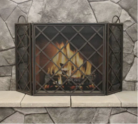 Pilgrim 54" Distressed Bronze Iron Weave Tri Panel