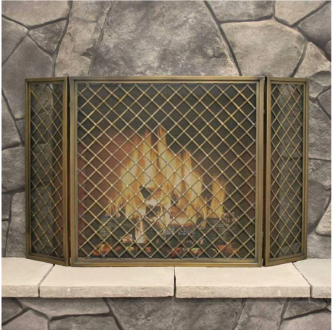 Pilgrim 48" Antique Brass Hartwick Tri Panel