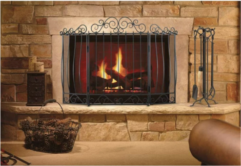 Napa Forge 56" Villa 3 Panel Folding Screen - Brushed Pewter