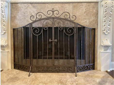 Napa Forge 54" Vienna 3 Panel Screen with Doors - Brushed Pewter