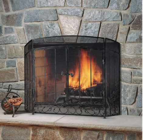 Napa Forge 52" Renaissance 3 Panel Screen with Doors - Black