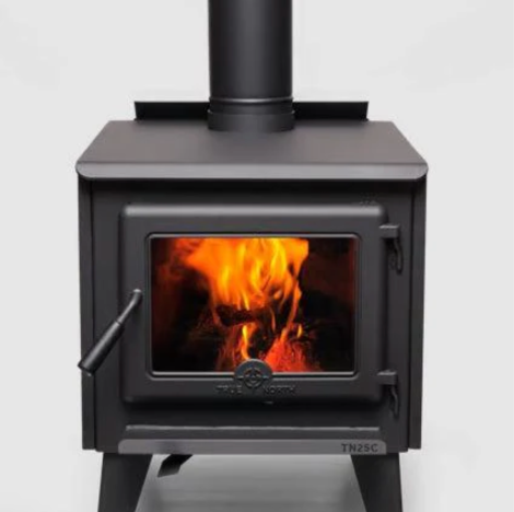 True North TN25C 22" Metallic Black Vented Wood Burning Stove