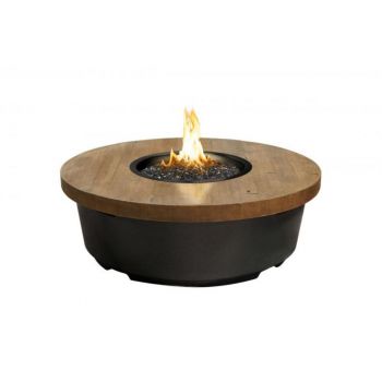 American Fyre Designs 47 Inch Reclaimed Wood Contempo Round Gas Firetable