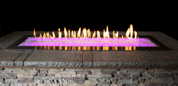 Carol Rose Coastal Collection 60" Stainless Steel Linear Outdoor Fire Pit - Multicolor LED Lighting