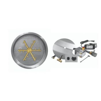 Firegear Pro Electronic Ignition Gas Fire Pit Burner Kit w/ Round Drop-In Pan