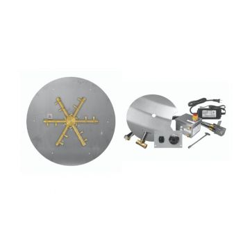 Firegear Pro Electronic Ignition Gas Fire Pit Burner Kit w/ Round Flat Pan