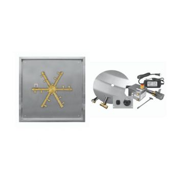 Firegear Pro Electronic Ignition Gas Fire Pit Burner Kit w/ Square Drop-In Pan