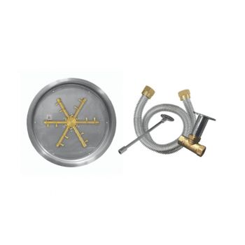Firegear Pro Match Throw Gas Fire Pit Burner Kit w/ Round Drop-In Pan