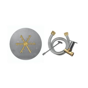 Firegear Pro Match Throw Ignition Gas Fire Pit Burner Kit w/ Round Flat Pan