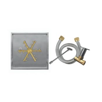 Firegear Pro Match Throw Ignition Gas Fire Pit Burner Kit w/ Square Drop-In Pan